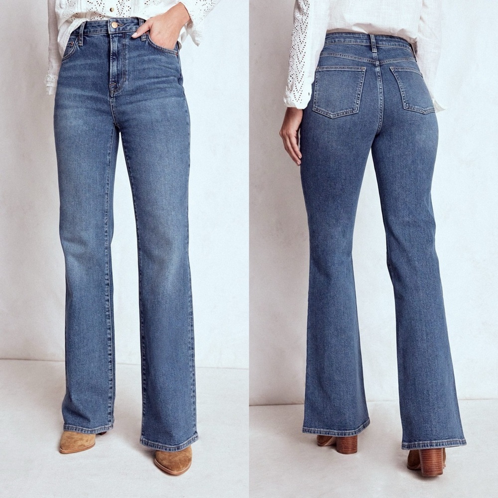 NWT Boden High-Rise Wide-Leg Jeans in Medium Blue